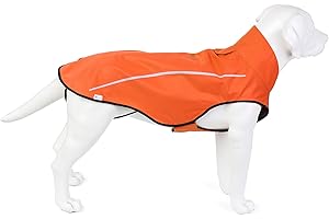 Mile High Life Dog Raincoat, Adjustable Waterproof Reflective Rain Jacket for Small Medium Large Dogs, Lightweight Breathable Pet Rain Coat with Leash Hole(Orange,L Chest 32-40")
