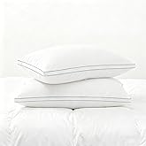 Homotive Feather Pillows King Size Set of 2 Goose Down Pillows with 100% Breathable Cotton Cover, Hotel Collection Bed Pillows for Sleeping, Soft Support for Back, Stomach and Side Sleepers