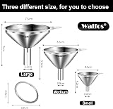Walfos Mini Stainless Steel Funnels 3-Piece Set, Small Kitchen Transfer view 4