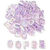 DanLingJewelry 90Pcs Random Purple Large A-Z Letter Beads UV Plated Iridescent Acrylic Alphabet Beads for DIY Jewelry Making Bracelets Keychain