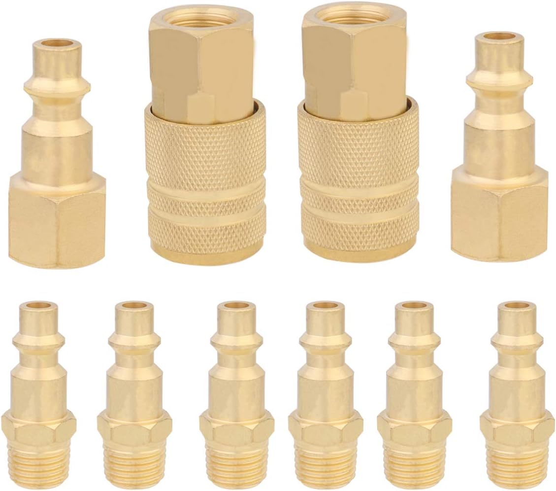 YARNOW 10Pcs Brass Pipe Fitting Adapter Coupler Plug Kit 1