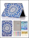iPad Mini Case, Mini 2/3 Case, Dteck(TM) Slim Fit Lightweight PU Leather Flip Folio Stand Case with Auto Wake/Sleep Function Smart Cover for Apple iPad Mini 3/2/1 (Blue Flower)