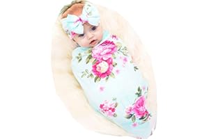 Galabloomer Newborn Receiving Blanket Headband Set Baby Flower Swaddle