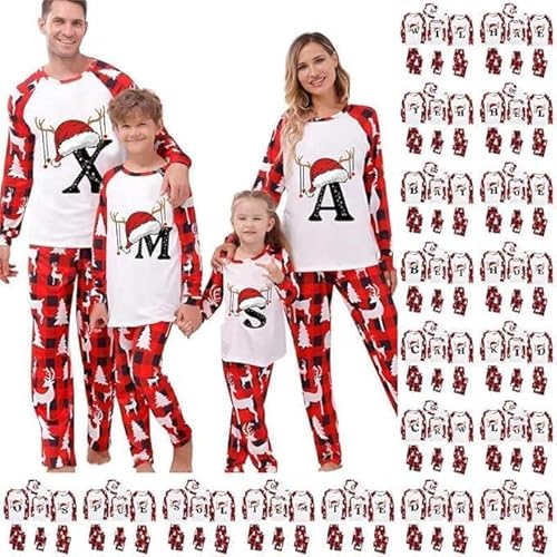 Nuaoxyeu family christmas pyjamas Family Matching Pajamas Christmas Pjs Set 2025 A-Z Letters Graphic Print Xmas Pyjamas Long Sleeve Shirts and Pants Sets Matching boys