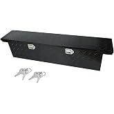 confote 60 Inch Heavy Duty Aluminum Stripes Plated Tool Box Pick Up Truck Bed RV Toolbox Waterproof Storage Organizer with Lock and Key,63"x 12"x 14"-Black