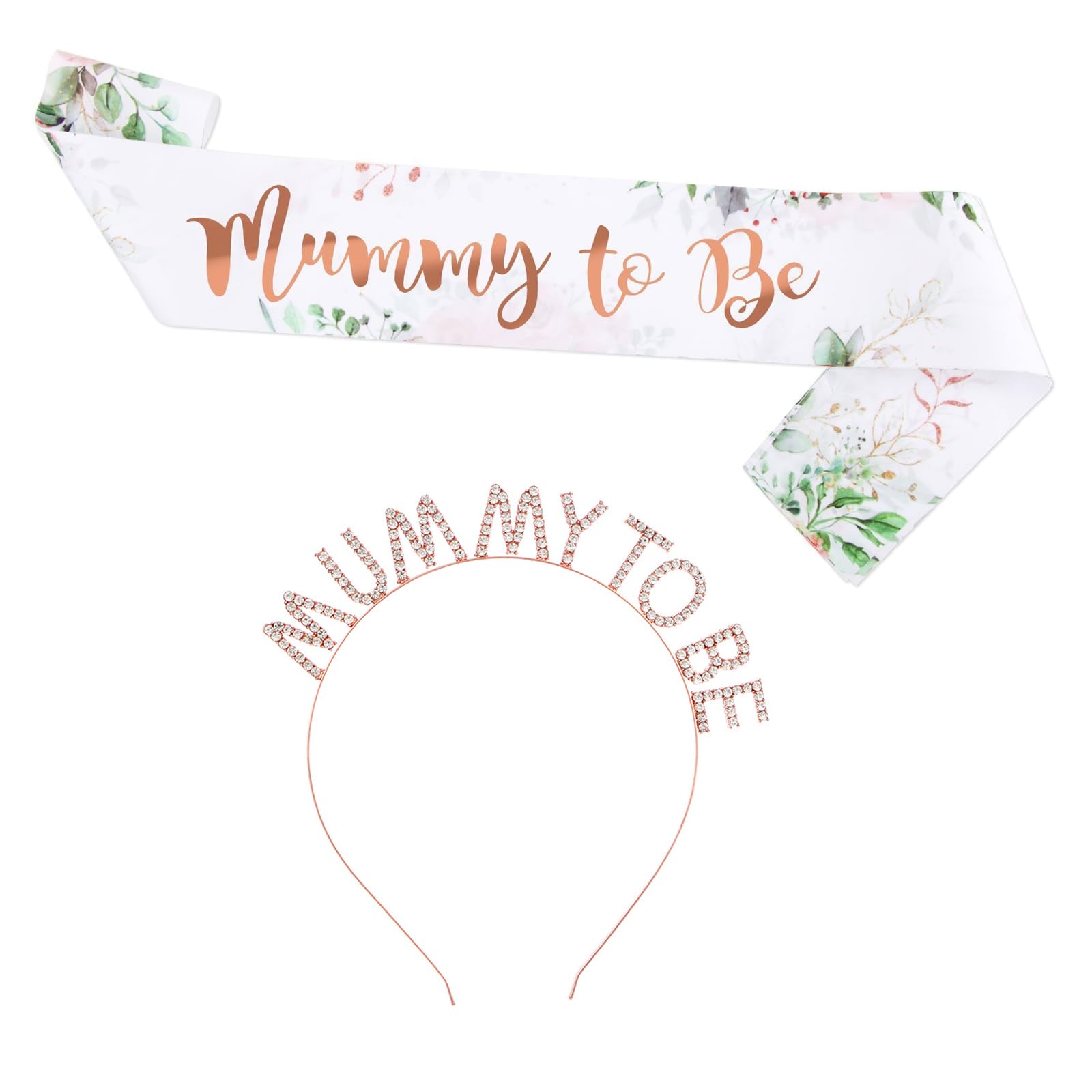 2 PCS Mummy To Be Sash and Tiara, Mummy to Be Sash, Mummy to Be Sash Sage Green Baby Shower Sash for Mum to Be, Baby Shower Sash Decoration for Gifts to Mum Accessories Decor Favour Party Supplies