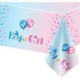 DaiUni Gender Reveal Tablecloth - Pink & Blue Plastic Disposable Cover, 54"x108" For Party - View #7