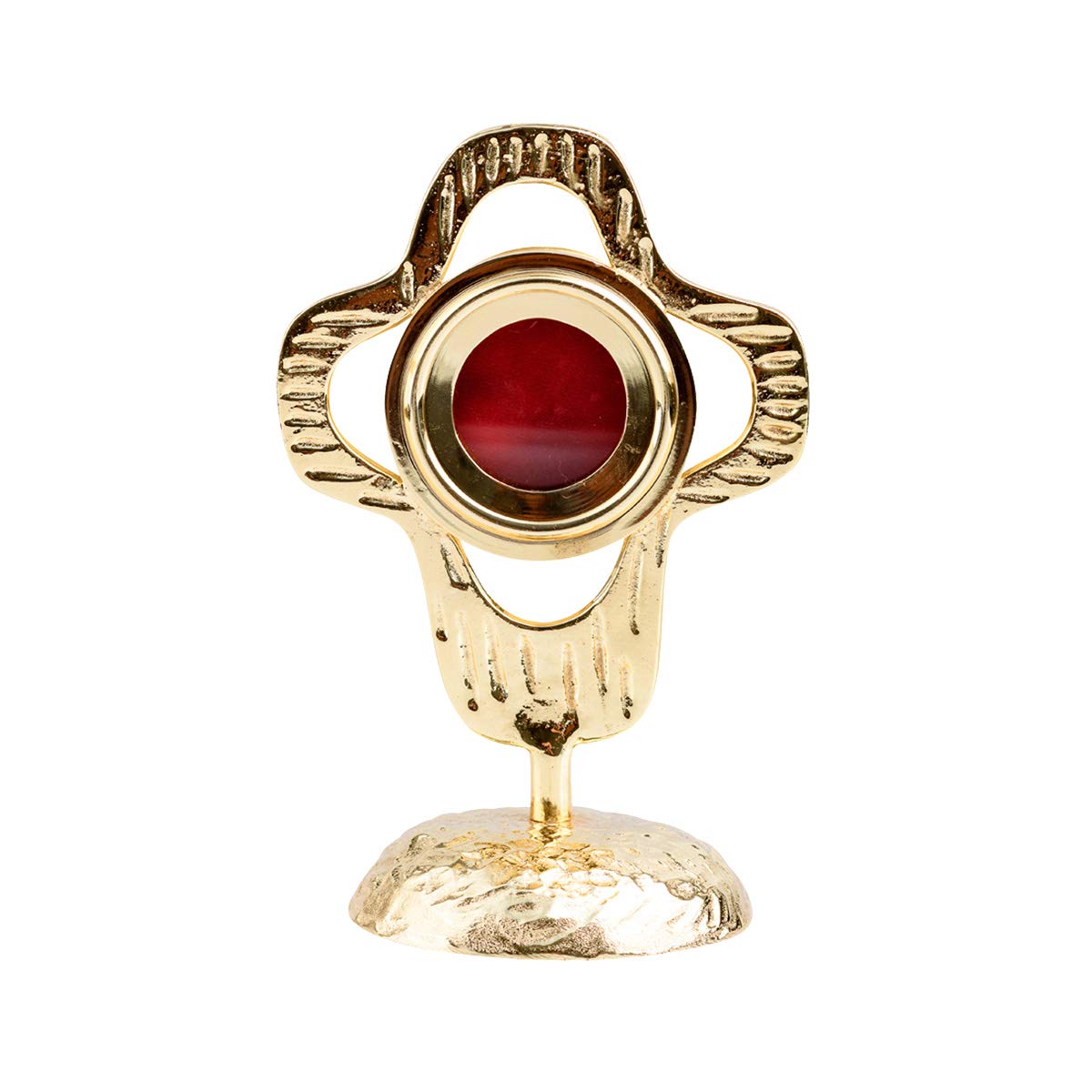NKlaus 18cm reliquary brass gilded monstrance house altar Luna Ø 6cm opening back Handmade 3307