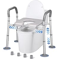 Takuyada Width & Height Adjustable Raised Toilet Seat with Handles for Elderly, Toilet Seat Risers for Seniors, Toilet Riser 