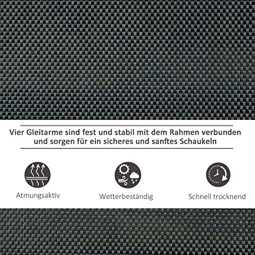 Outsunny 2-Sitzer Schaukelstuhl Gartenbank mit Schaukelmechanismus Gartenschaukel Sitzbank aus Metall Parkbank bis 300 kg belastbar Gartenmöbel für Garten, Terrasse, 120 x 70 x 85 cm Dunkelgrau – Bild 7