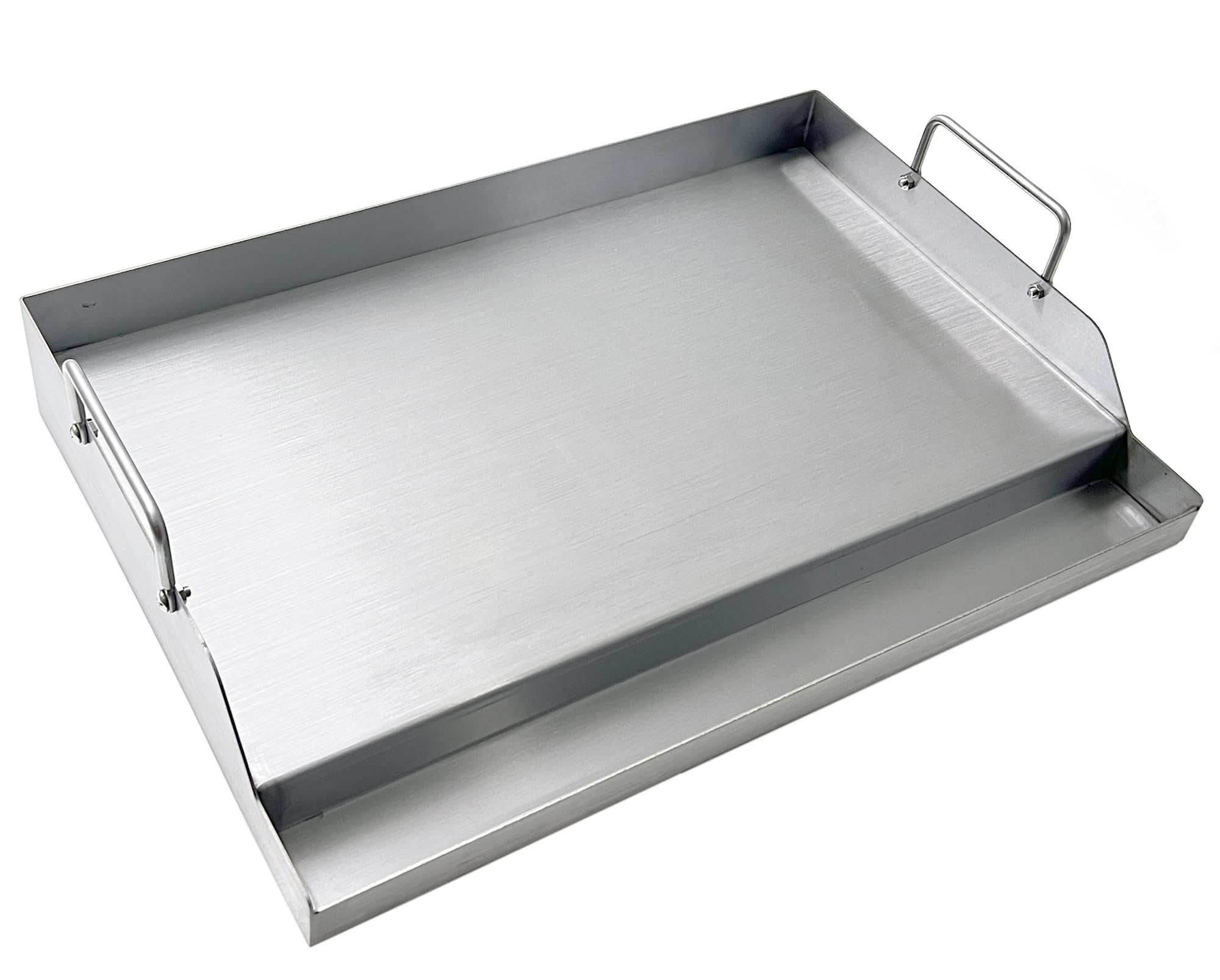 Photo 1 of Direct Store Parts DS126 Stainless Steel BBQ Cooking Griddle, Universal Flat Top Griddle with 2 Handles for Most Gas Grills, W18"×D12.5"×H2.75", Heavy Duty Stainless Steel Griddle 1pc, Middle size