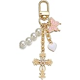wavaiov Cross Keychain Heart Butterfly Bag Charm Key Chain Accessories, Rhinestone Sparkling Keychain for Women Car Key Ring Bag Purse ﻿ ﻿
