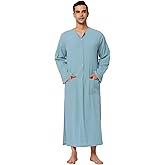Lars Amadeus Men's Nightshirt Cotton Sleep Shirt Side Split Long Gown with Pockets