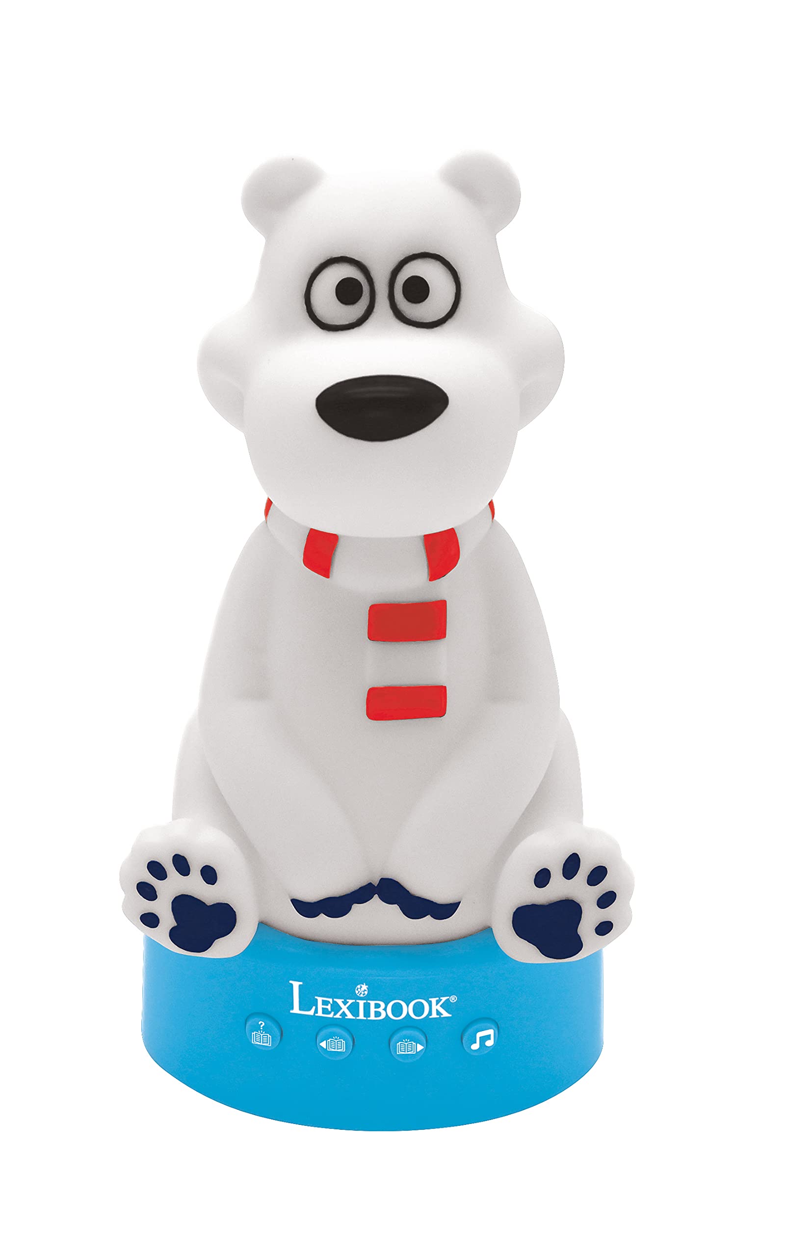 LEXIBOOK, Lighted Teddy Bear Storyteller Nightlight, 30 Stories in English, White, STN01ANXEN