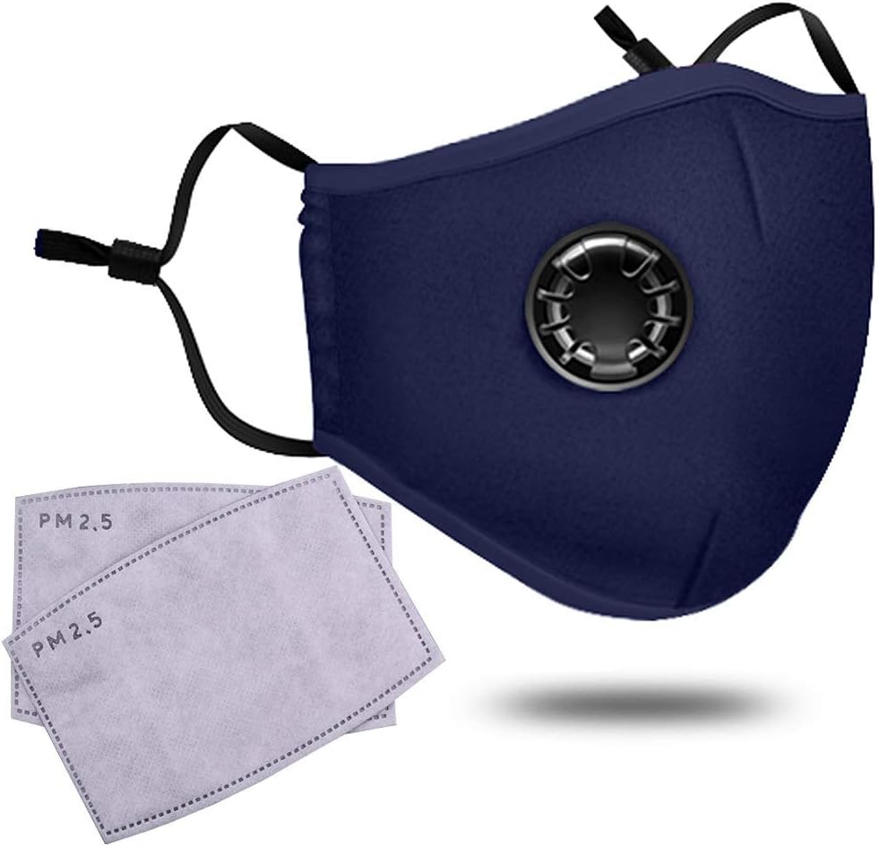 Adjustable Earloop Dustproof Face Cover,with 2 Pcs Replacement Activated Carbon Cotton Filters,Easy Breathe Reusable Washable