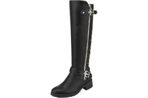 DREAM PAIRS Women's Knee High Boots Wide Calf Low Heel Riding Boots Fall Tall Boots for Women