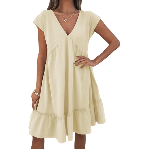 Womens Sexy Summer Deep V Neck Sleeveless Mini Dress Backless