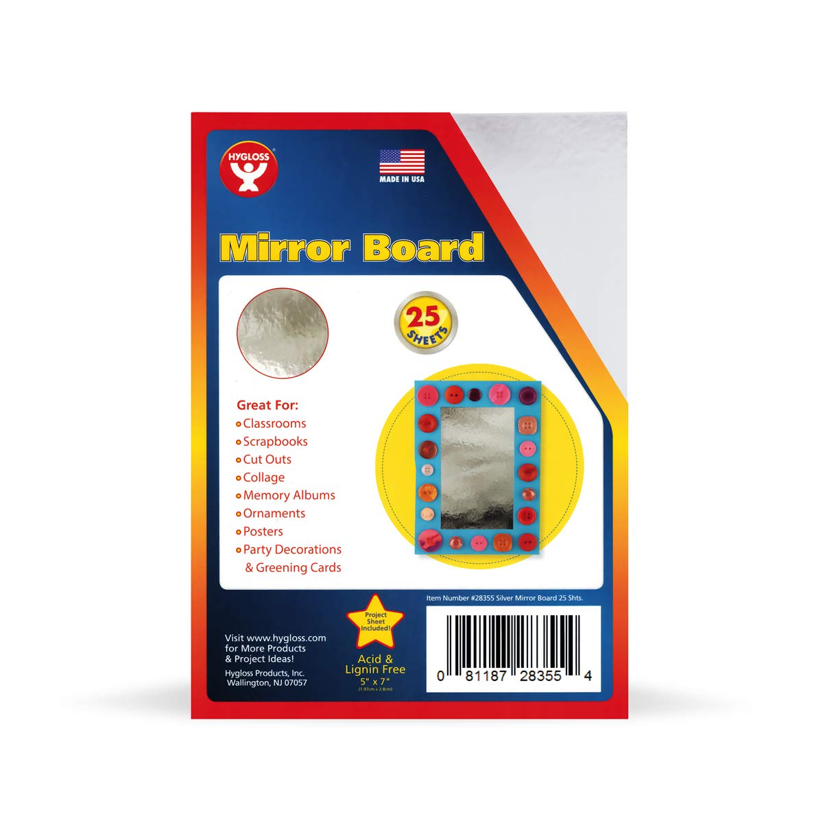 Mirror Board 12pt. - 5"x7" - 25 sheets / SPECIAL Classroom Pack-Silver: Industrial & Scientific