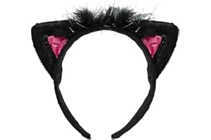 Amscan Pink & Black Cat Ears - Fluffy Faux Fur Costume Accessory, Perfect for Birthday Parties, Themed Events & Unforgettable Celebrations - 1 Pc