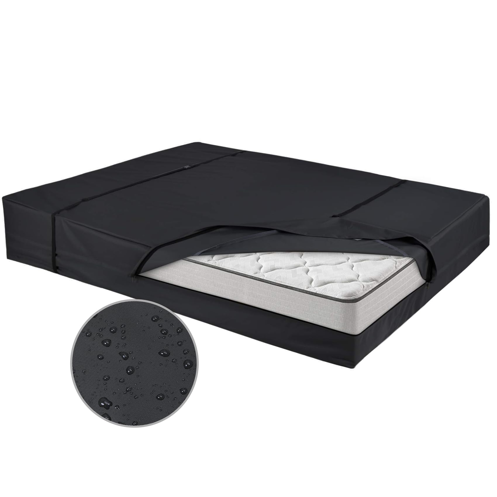 Photo 1 of Waterproof Mattress Storage Bag for Moving and Storage - Reusable Heavy Duty Canvas Mattress Bag with Zipper and Lifting & Moving Straps (Black, Twin)