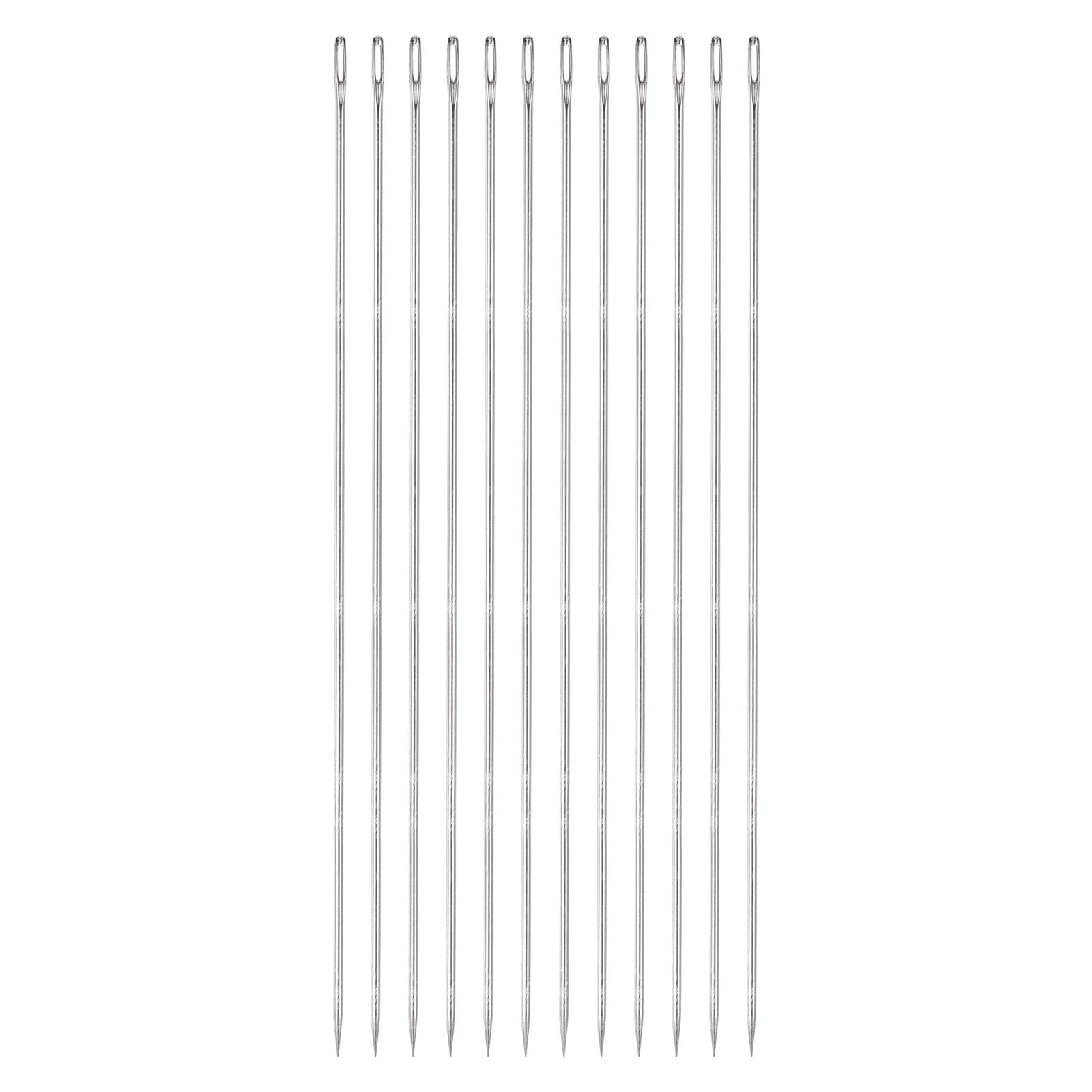 uxcell 12pcs 12 Inch Upholstery Needles Large Eye Stitching Needles Stainless Steel Straight Hand Sewing Needles for Home Hand Sewing Leather Tapestry Embroidery Tufting Webbing Carpet