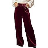 CUPSHE Velvet Pants for Women Wide Leg Dressy Velour Palazzo Work Pants with Pockets