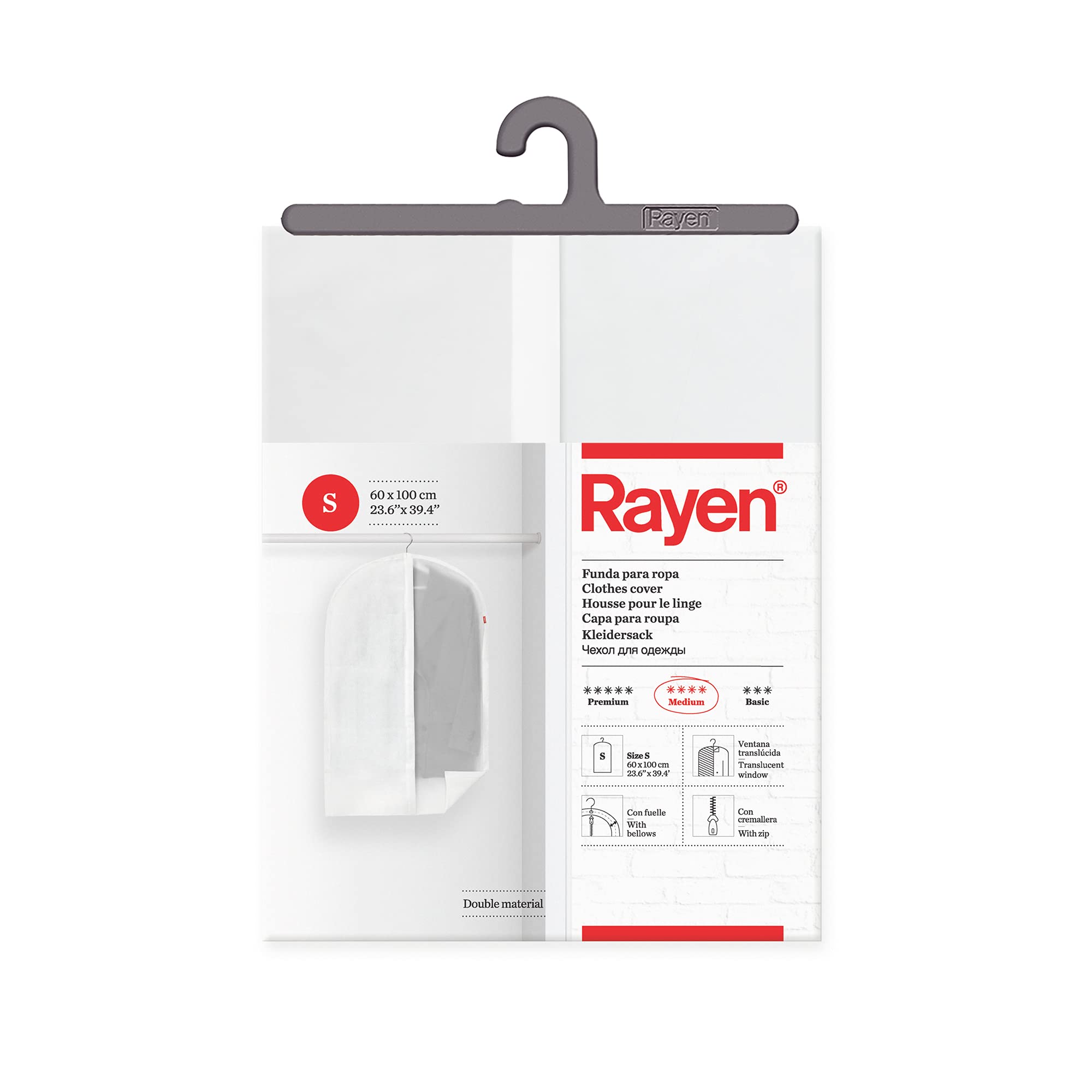 Rayen | Wardrobe clothes cover | Zip-up hanging suit cover | Dress cover resistant to dust, moisture and moths |