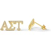 Sorority Shop Alpha Sigma Tau Earrings — AST 18K Gold Plated Sorority Gifts Earrings, Long-Lasting Alpha Sigma Tau Gifts for Women
