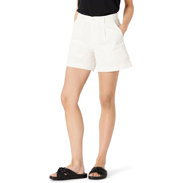 white under dress shorts Brilliant White Women's High Waisted Pleated Dress Shorts for Business Lookbook Store