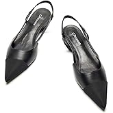 C.Paravano Women's Pointed Toe Slingback Flats | Comfort Heeled Sandals | Slip-On Flats | Perfect for Casual, Business, Party, Date (Size 6,Black Flat)