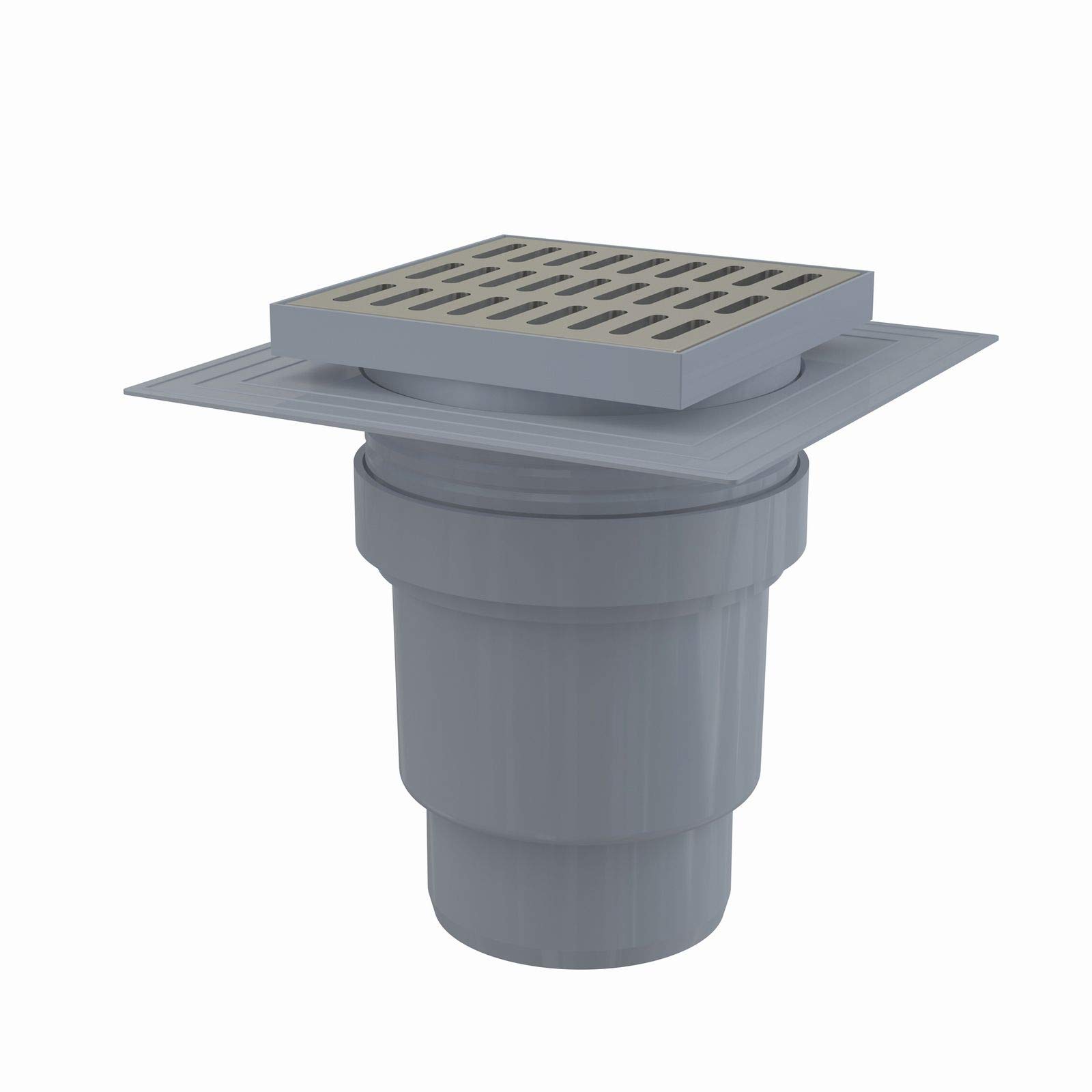 Floor Drain 150 x 150 Connection DN 110 Vertical Stainless Steel Extra Flat Shower Bath Drain