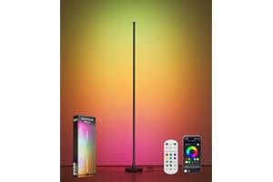 BWGZH Corner Floor Lamp, Smart RGB LED Corner Lamp with Music Sync and 16 Million DIY Colors, App & Remote Control, Color Changing Standing Lamp for Bedroom, Living Room and Gaming Room