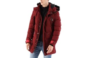 WEEN CHARM Men's Warm Parka Ski Jacket Water Resistant Puffer Jacket Long Winter Coat with Detachable Hood Faux-Fur Trim