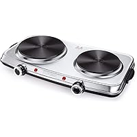 SUNAVO Hot Plates for Cooking, 1800W Electric Double Burner with Handles, 6 Power Levels Stainless Steel Hot Plate for…