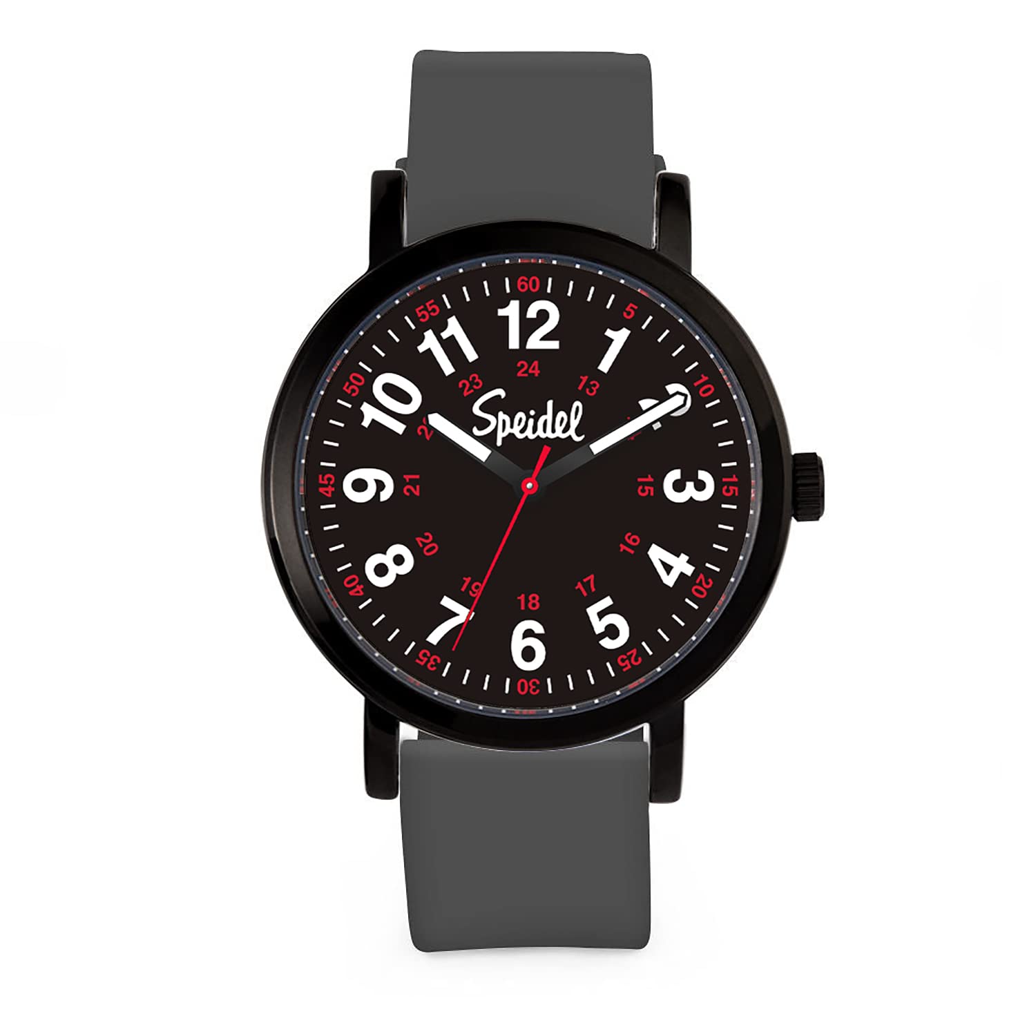 Speidel Original Scrub Watch™ for Nurse, Medical Professionals and Students – Various Medical Scrub Colors, Easy Read Dial, Military Time with Second Hand, Gray w/Black Dial, Original Scrub
