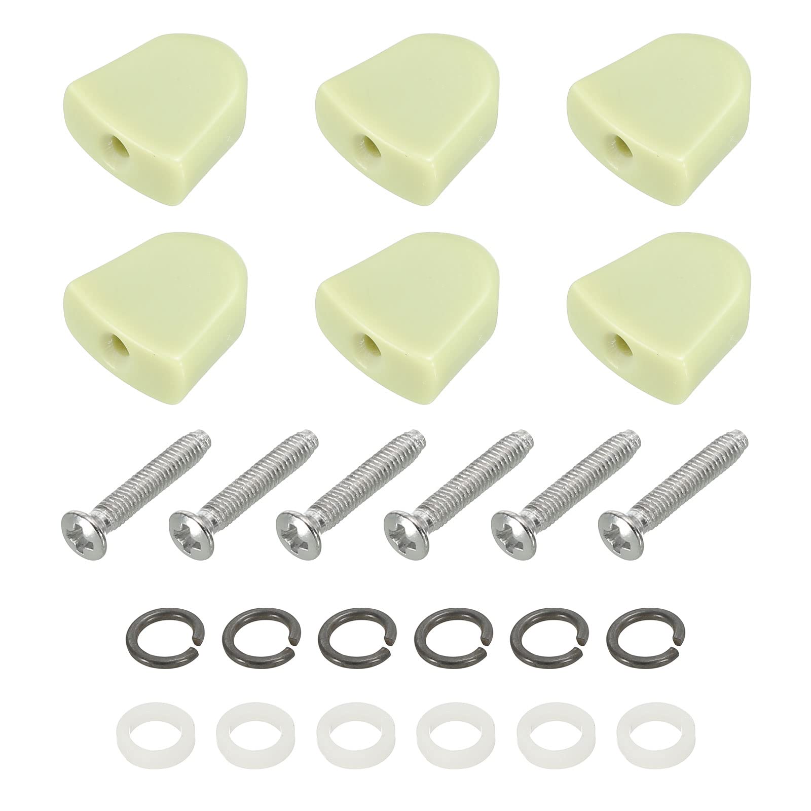 PATIKIL Guitar Tuning Nail Button Head Trapezoidal Acrylic Button Light Green for Electric/Folk/Acoustic Guitars with 6 Screws 12 Ferrules
