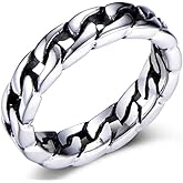 Jude Jewelers 6mm Stainless Steel Cuban Curb Link Chain Wedding Band Biker Ring