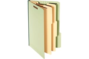 Globe-Weis File Folders, Pressboard Classification Folders, Legal Size, 2 Dividers, 6 Fasteners, 3-1/2" Expansion, Durable & 
