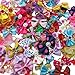 Chenkou Craft Random of 20pcs Puppy Yorkie Dog Hair Bow With Rubber Band Rhinestone Pet Grooming Products Mix Colors Varies Patterns Pet Hair Bows Dog Accessories