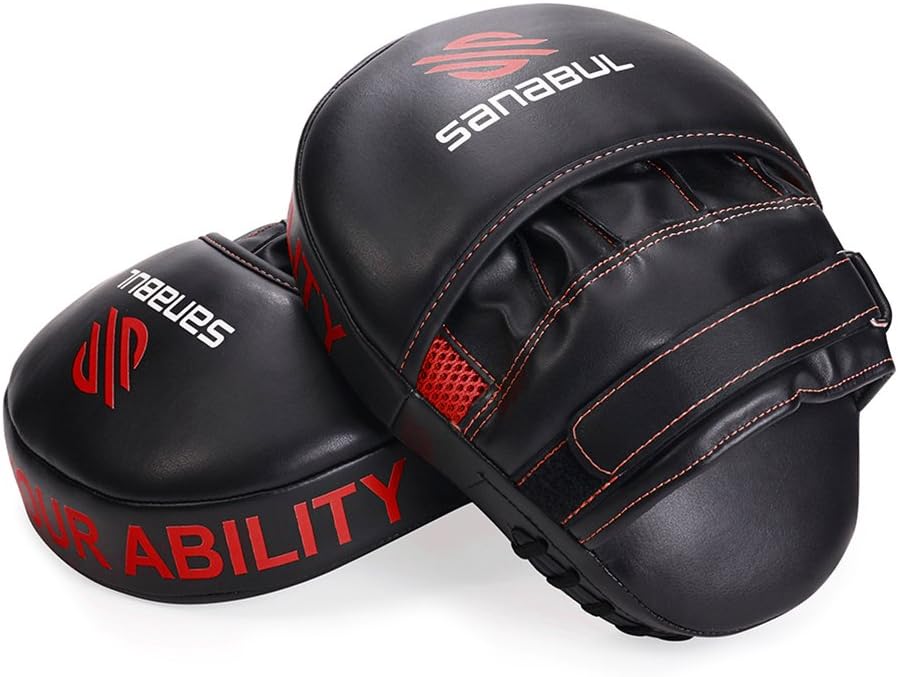Sanabul Essential Curved Boxing MMA Punching Mitts (Black/Red) : Sports & Outdoors