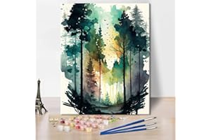 TUMOVO Paint by Number for Adults Forest Paint by Numbers Watercolor Landscape Paint by Numbers for Kids Nature Landscape Adult Paint by Number Kits On Canvas DIY Acrylic Arts Craft, 16x20inch