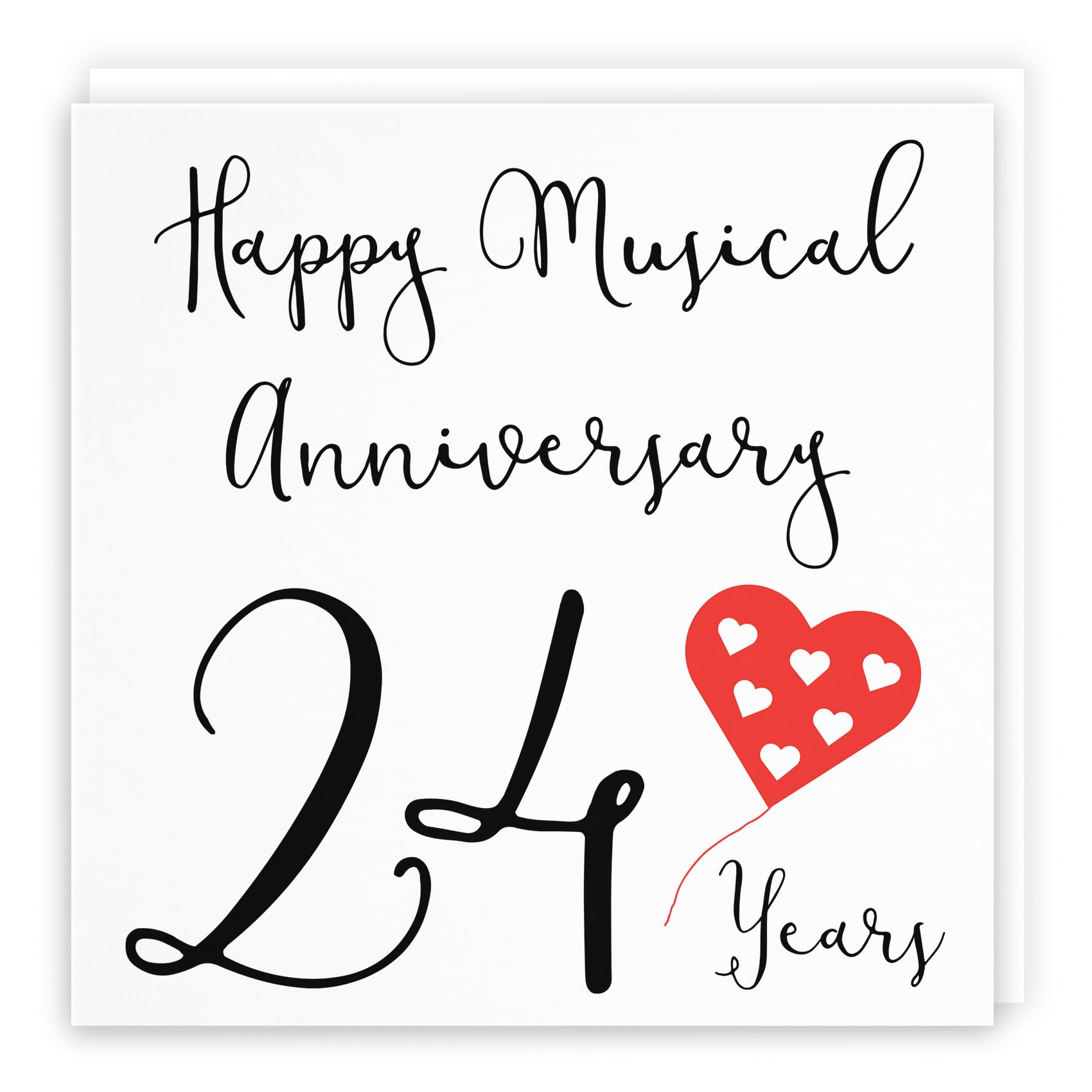 Hunts England - 24th Wedding Anniversary Card - Happy Musical Anniversary - 24 Years - Red Heart Collection - For Couples, Friends, Him, Her — image 1