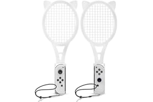 OLYGIVE Switch Tennis Rackets, Tennis Racket for Nintendo Switch Sports Games or Switch Mario Tennis Aces Accessories (2-Pack,White)