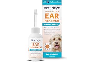 Vetericyn Triple-Action Ear Treatment for Dogs & Cats - 1% Hydrocortisone Ear Drops for Dog Ear Infection Relief - Fast Itch Relief & Healing with Otizyme Blend. 1.5 Ounce