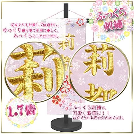 Amazon Co Jp Embroidered Name Flags Haruka Rabbit Pink Embroidered Name Flag Ornament Set Small First Annual Name Flag Hina Doll Tapestry Toys
