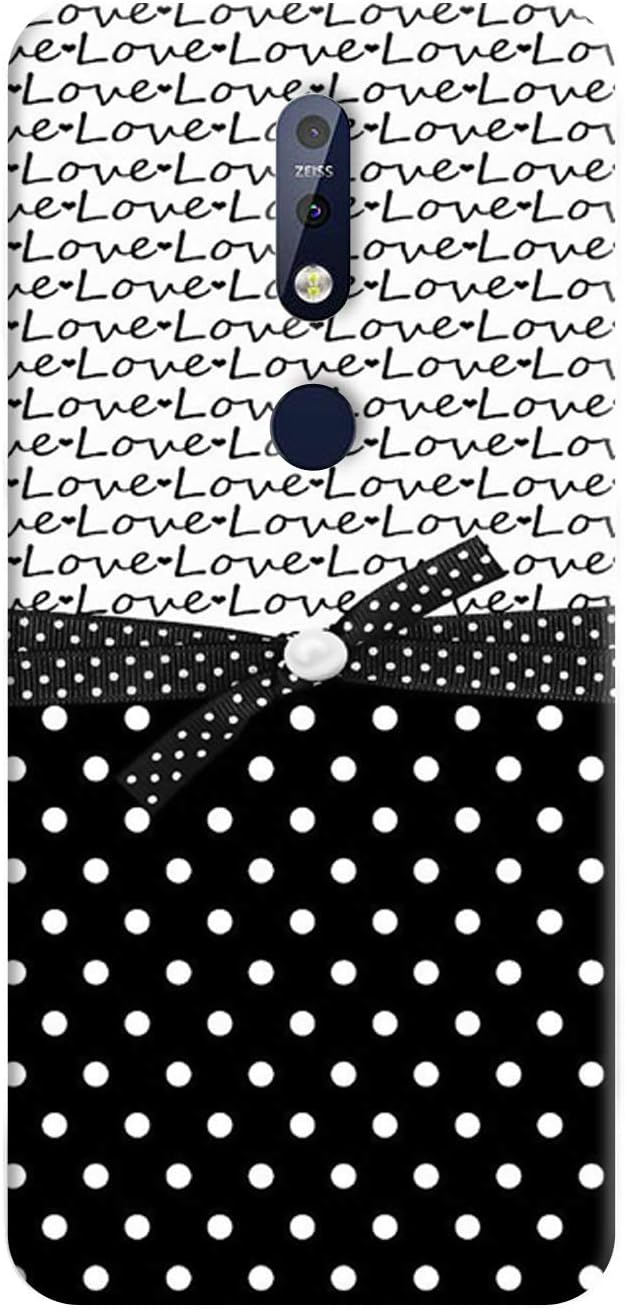 Humor Gang Black Polka Love Pattern Printed Design TPU Slim Soft Transparent Clear Flexible Silicon Mobile Back Cover for Nokia 7.1"