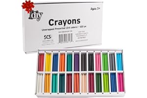 SCS DIRECT IDIY Unwrapped Bulk Wax Crayons 120 Count- 24 Colors (5 Each) Pre-sorted, Paperless, ASTM Safety Tested for Kids, Teachers, Classroom Art Supplies, Non-Toxic Xmas Stocking Stuffers, Holiday Gift Set