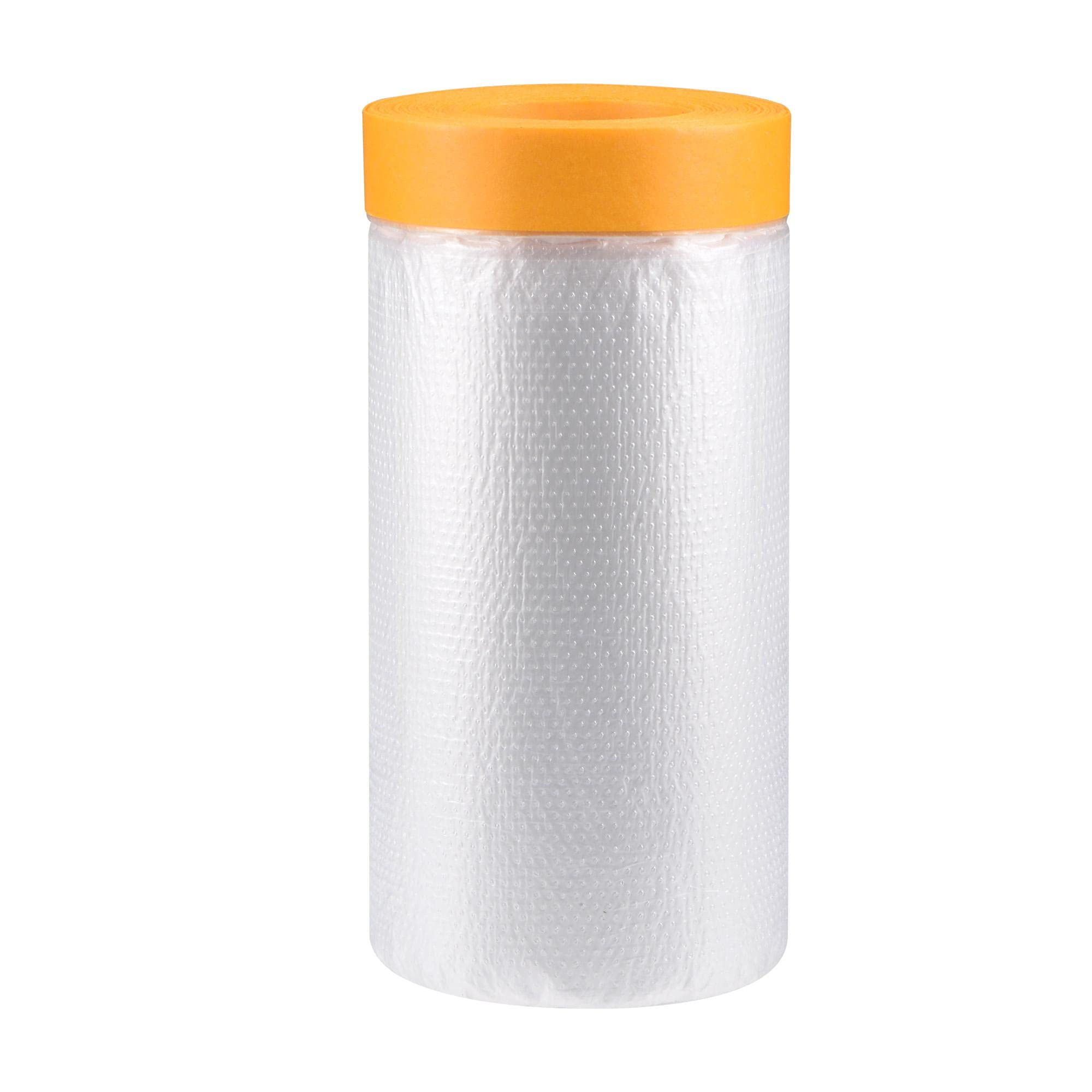 sourcing map Pre-Taped Masking Film, 43.3 in x 65 Ft, Plastic Drop Cloth with Medium-Tack Painters Tape for Painting Protection