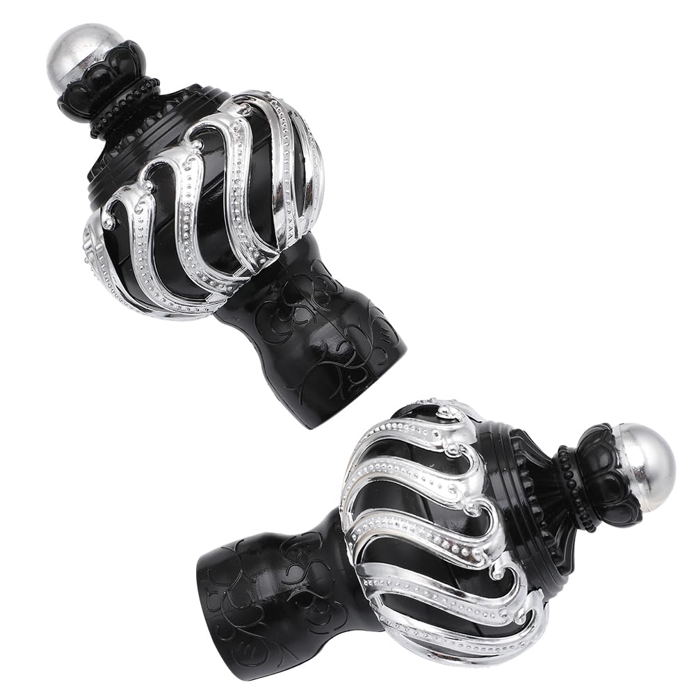 GORGECRAFT 2PCS Round Curtain Rod Finials Drapery Pole End Black Replacement Decorative End Head Caps for Home Office Curtain Roman Rod Decor Accessories, Inner Diameter: 27mm