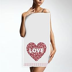 Pfrewn Pink Leopard Love Heart Hand Bath Towels